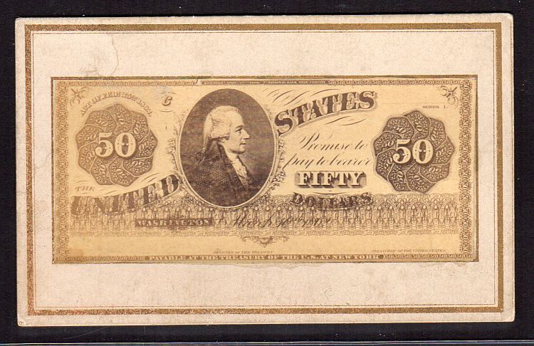 Naramore Photo Card, 1862 $50 Legal Tender
